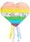 Pastel Rainbow Ombre Pull String Heart Pinata, Ideal for Birthday Party Decorations & Supplies, Quinceanera, Valentine's Day